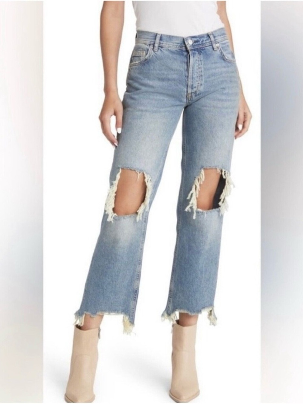 We The Free Maggie Mid Rise Straight Leg Rigid Jeans Blue 27